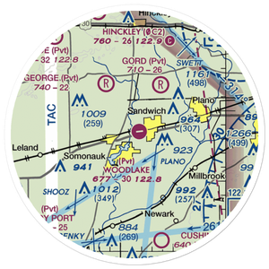 Woodlake Landing Airport (IS65) VFR Sectional Sticker (20 mile)