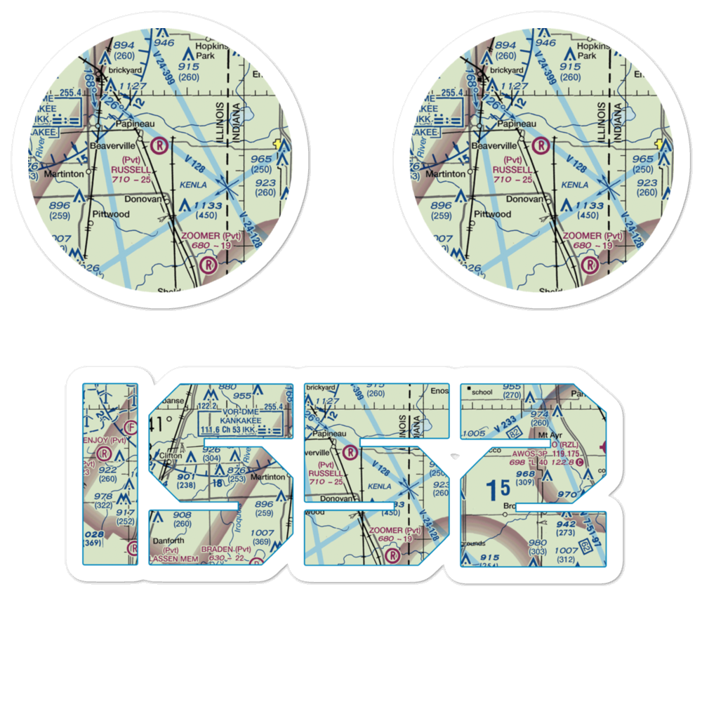 Russell Airport (IS52) VFR Sectional Sticker Pack 