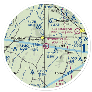 Stockton Airport (IS37) VFR Sectional Sticker (20 mile)