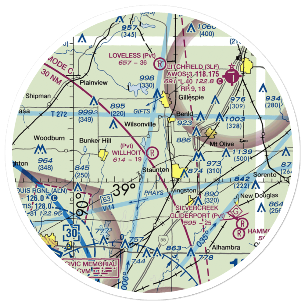 Willhoit Airport (IS33) VFR Sectional Sticker (30 mile) 