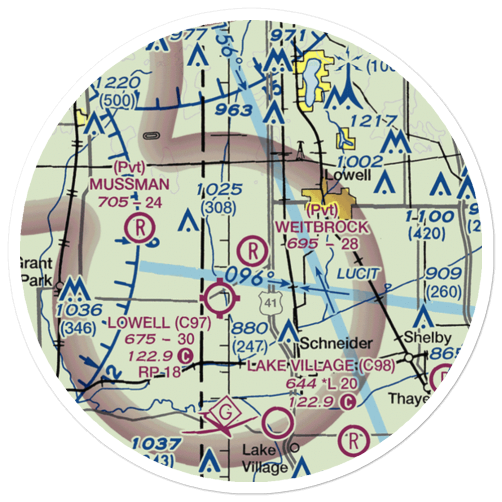 Wietbrock Airport (IN90) VFR Sectional Sticker (20 mile) 