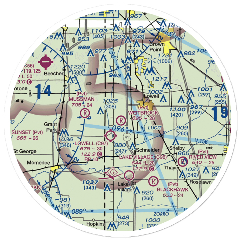 Wietbrock Airport (IN90) VFR Sectional Sticker (30 mile) 