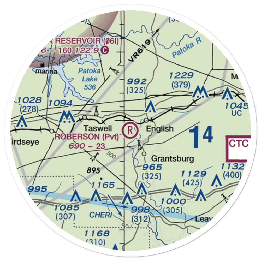Roberson Airport (IN80) VFR Sectional Sticker (20 mile) 