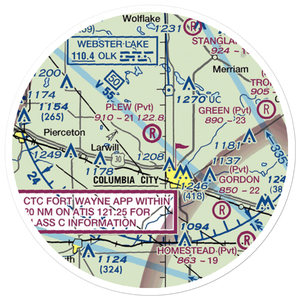 Plew Airport (IN71) VFR Sectional Sticker (20 mile)
