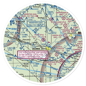 Plew Airport (IN71) VFR Sectional Sticker (30 mile)