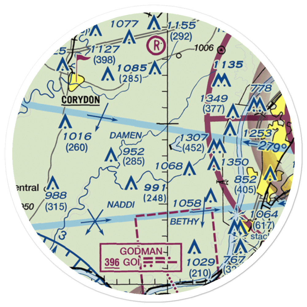 Stewart Airport (IN68) VFR Sectional Sticker (20 mile) 