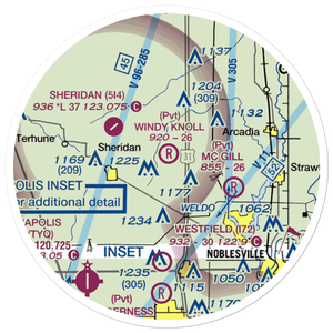 Windy Knoll Airport (IN51) VFR Sectional Sticker (20 mile)