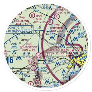Plugger Airport (IN36) VFR Sectional Sticker (20 mile)