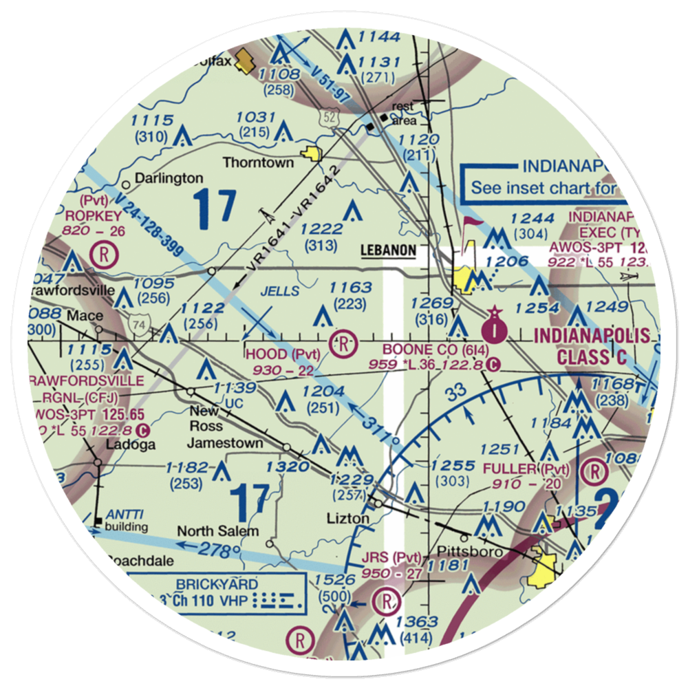 Hood Field (IN25) VFR Sectional Sticker (30 mile) 