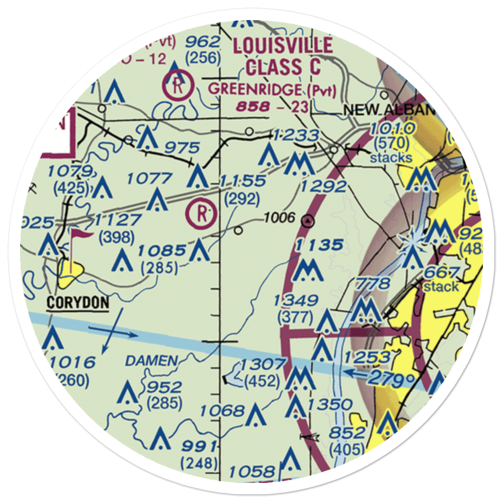 Lanesville Skyways Airport (IN13) VFR Sectional Sticker (20 mile) 