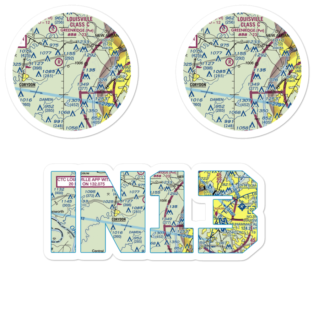 Lanesville Skyways Airport (IN13) VFR Sectional Sticker Pack 