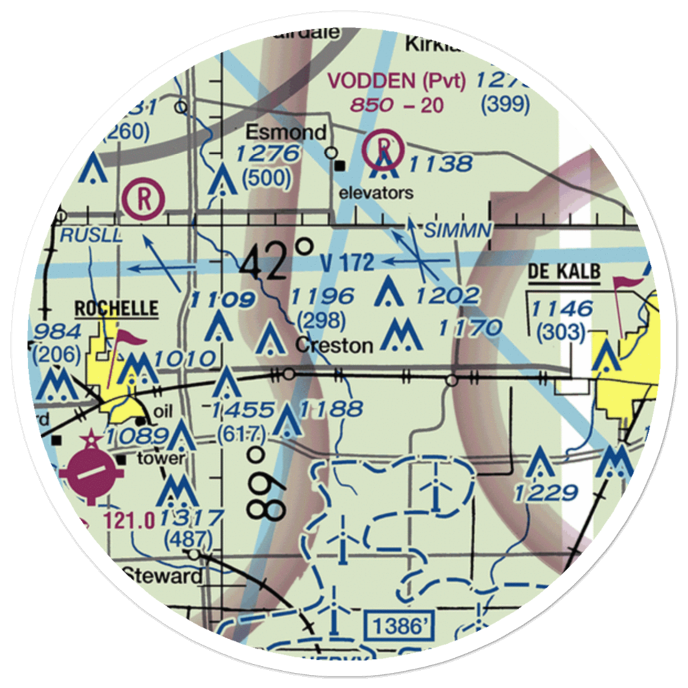 Hendrickson Flying Service Airport (IL93) VFR Sectional Sticker (20 mile) 