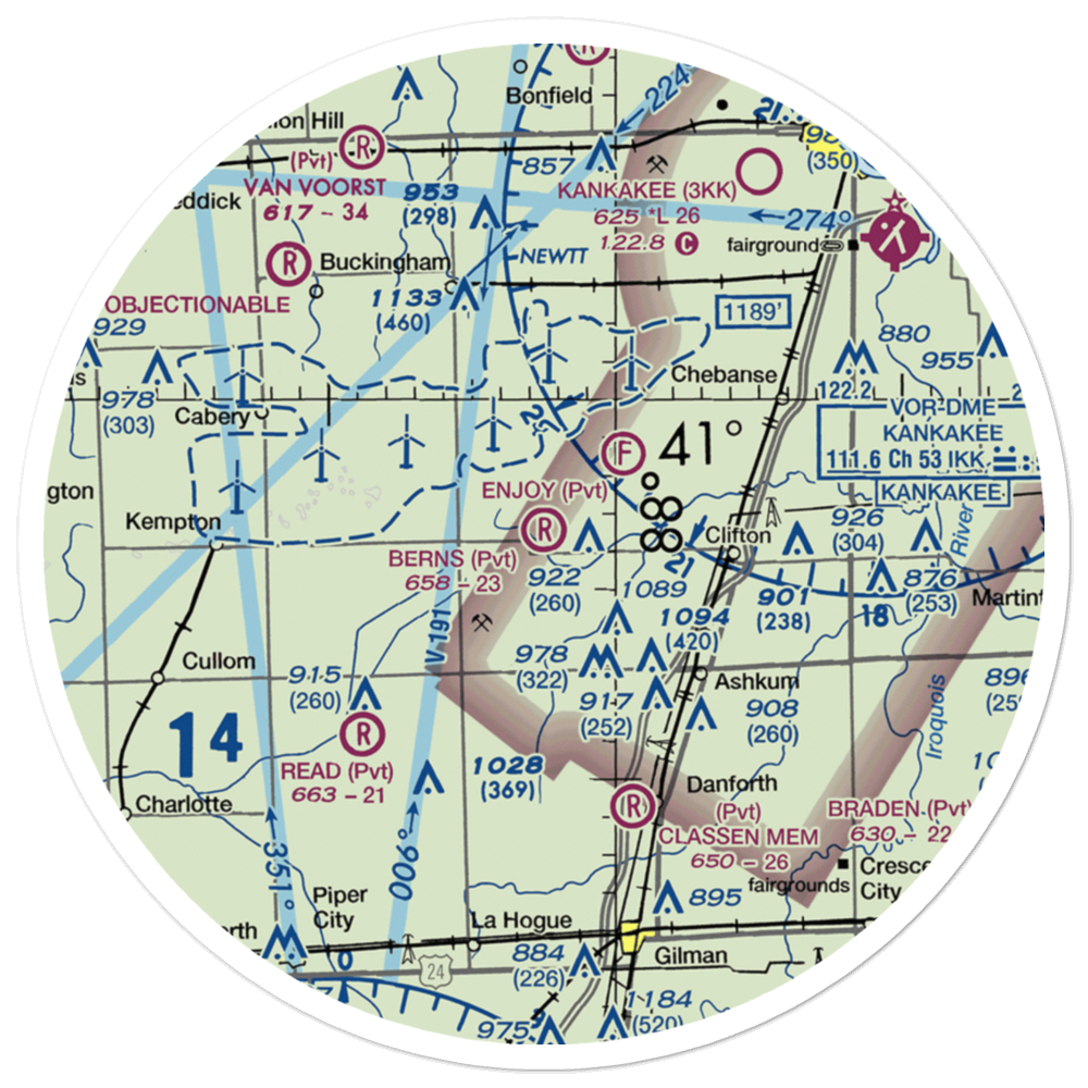 Berns Airport (IL81) VFR Sectional Sticker (30 mile) 