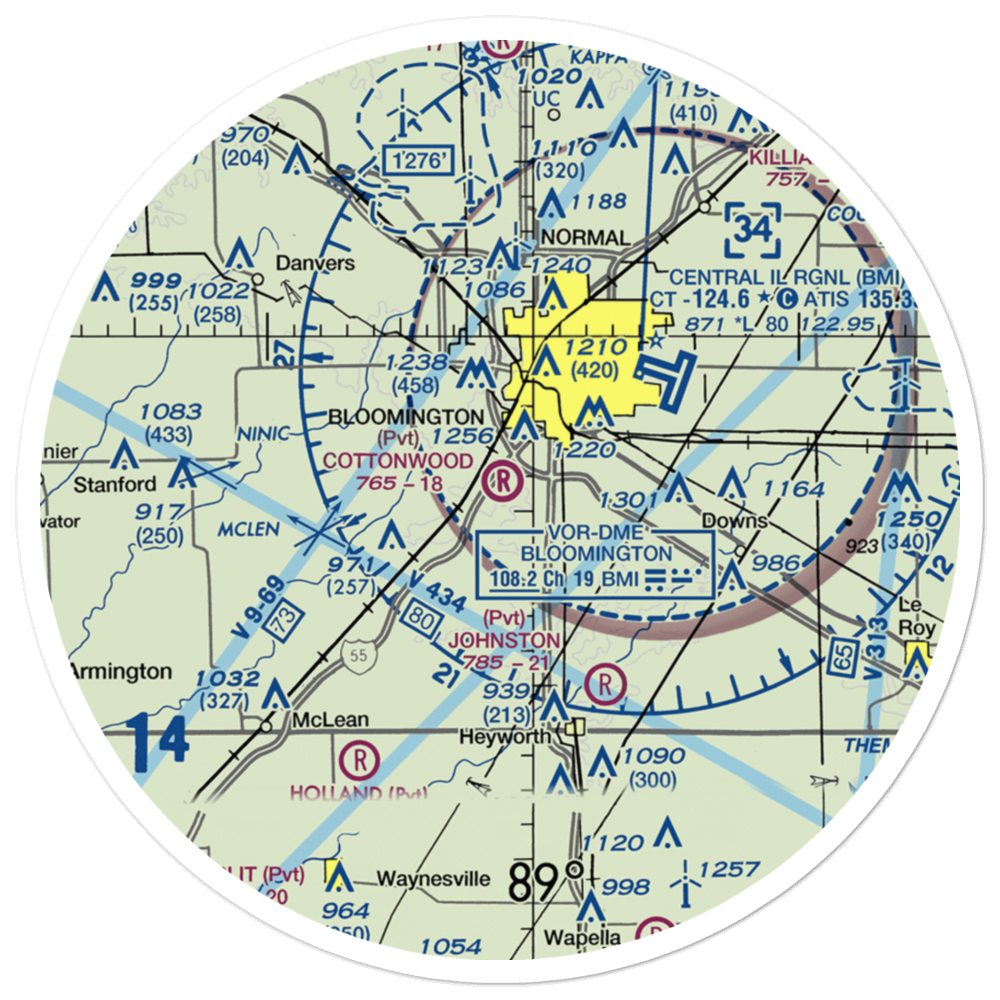 Cottonwood Airport (IL57) VFR Sectional Sticker (30 mile) 