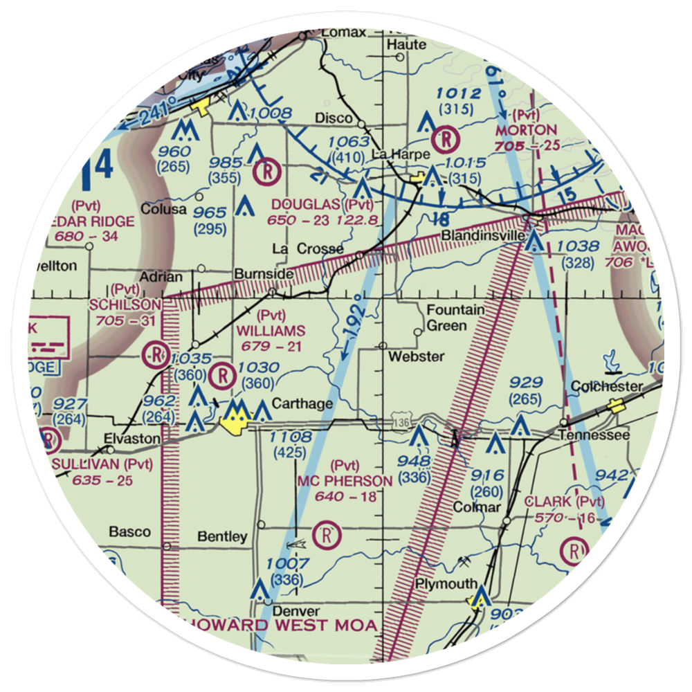 Brooks Ranch Airport (IL46) VFR Sectional Sticker (30 mile) 