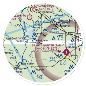 Redpath Restricted Landing Area (IL35) VFR Sectional Sticker (20 mile)
