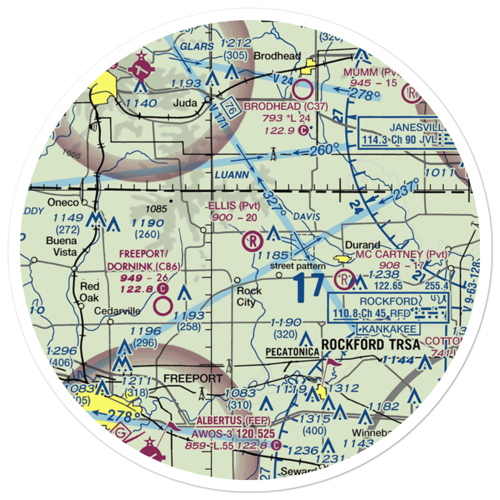 Ellis Airport (IL23) VFR Sectional Sticker (30 mile) 