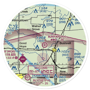Runyan Aviation Airport (IL15) VFR Sectional Sticker (20 mile)