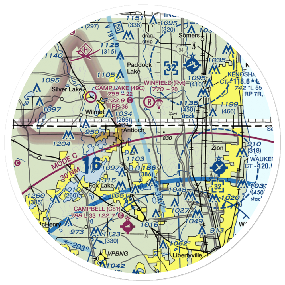 Donald Alfred Gade Airport (IL11) VFR Sectional Sticker (30 mile) 