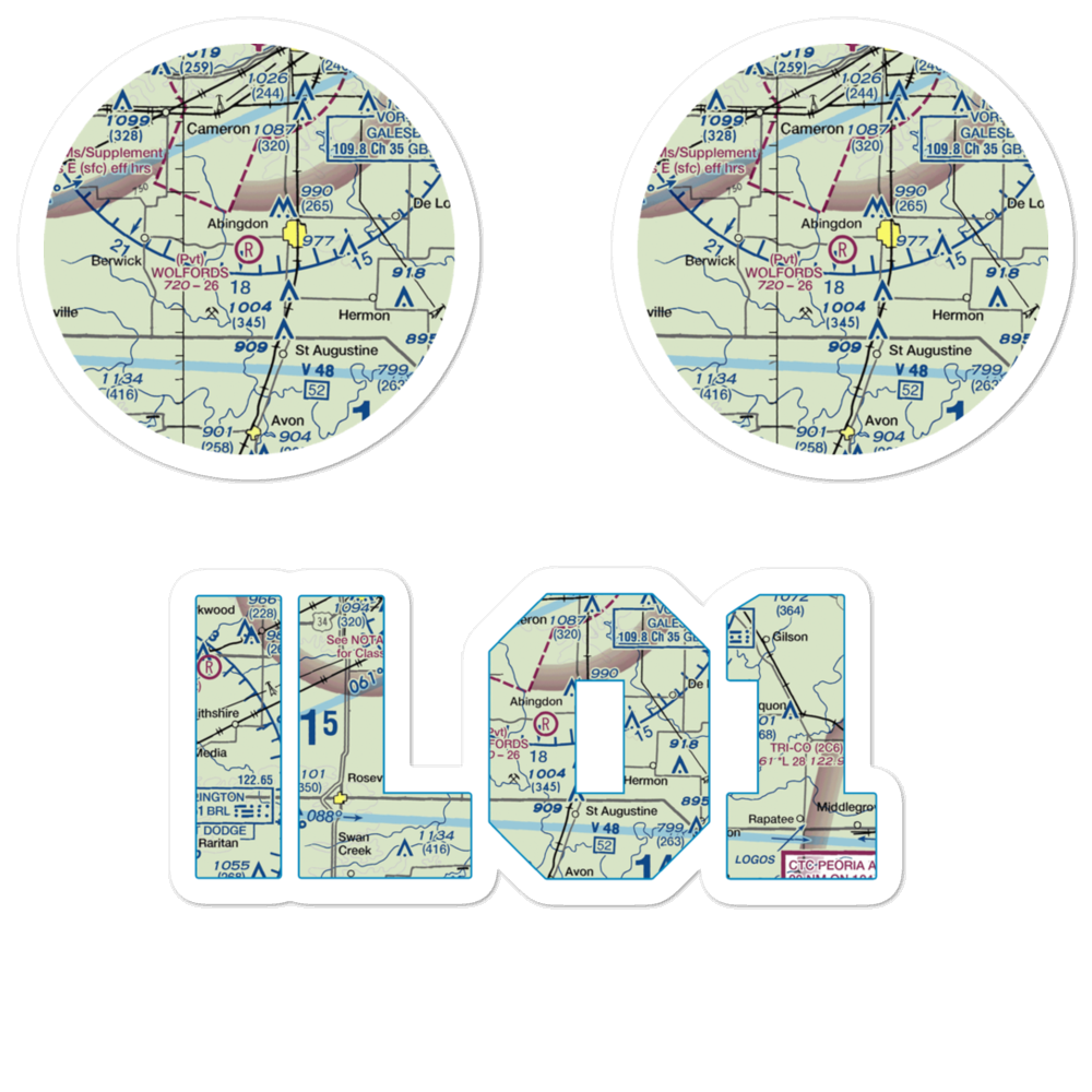 Wolford's Airport (IL01) VFR Sectional Sticker Pack 