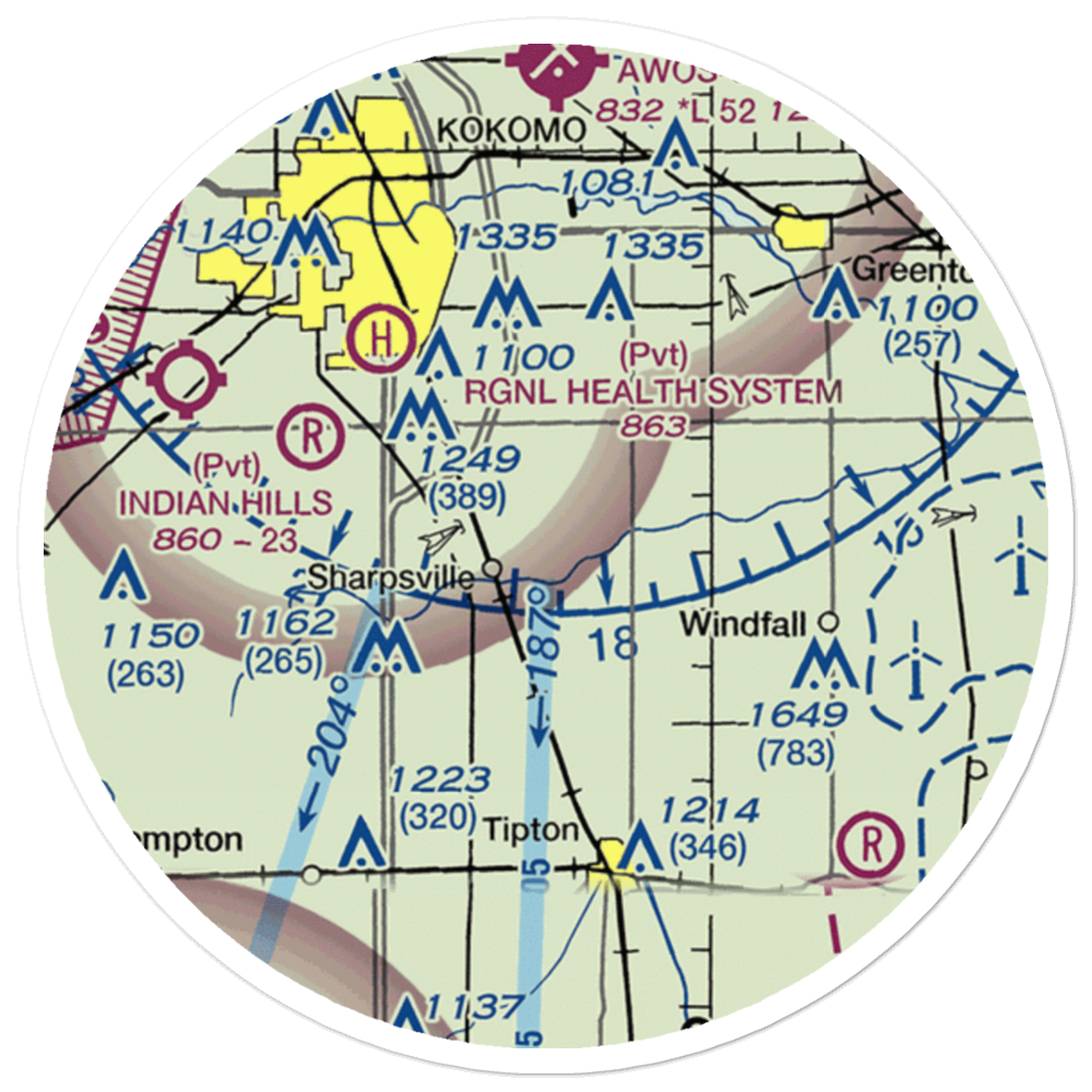 Salsbery Airport (II70) VFR Sectional Sticker (20 mile) 