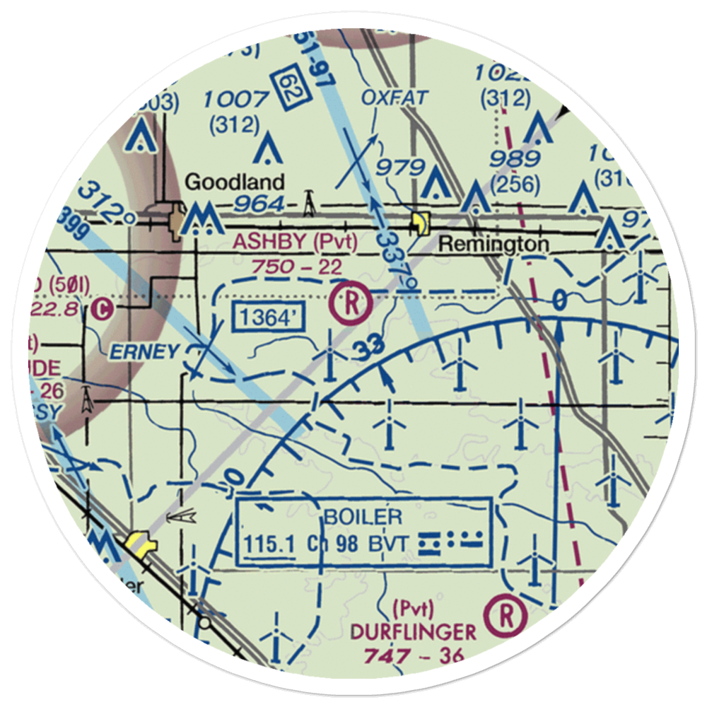 Ashby Airport (II26) VFR Sectional Sticker (20 mile) 