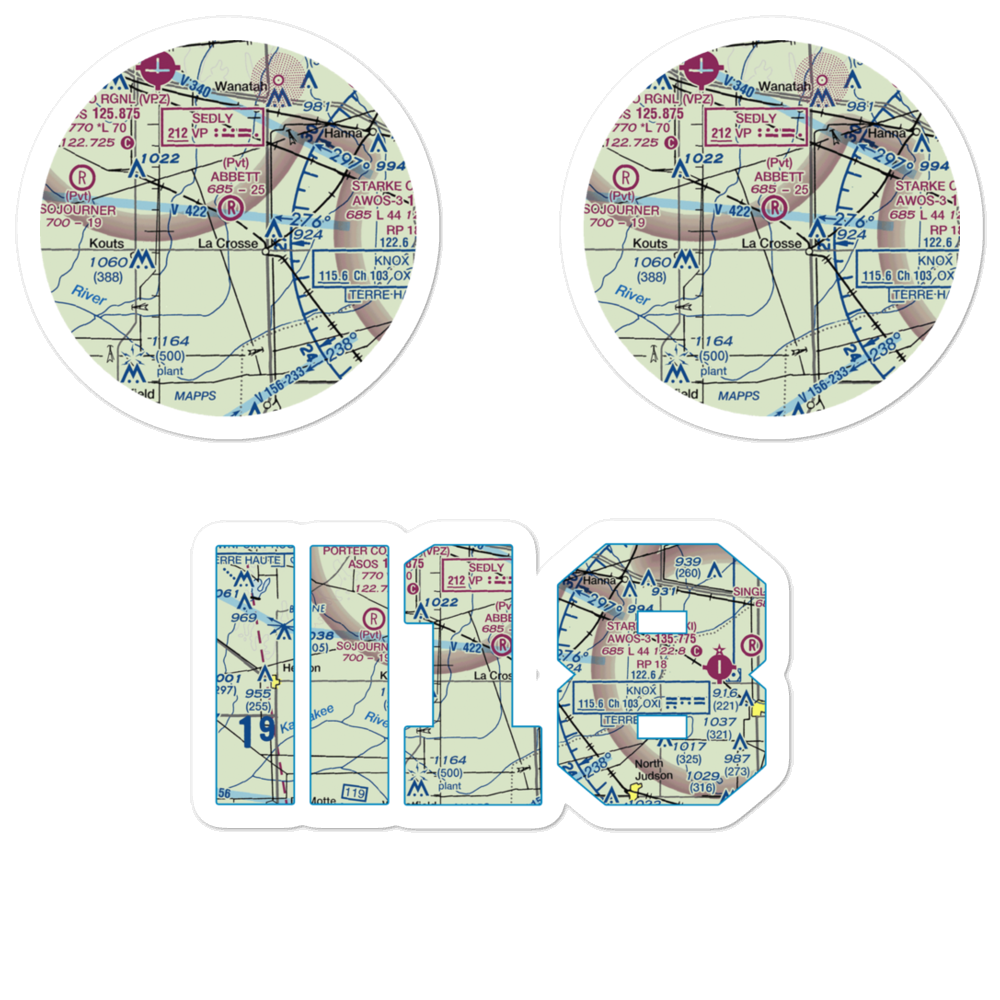 Lou Abbett Farms Airport (II18) VFR Sectional Sticker Pack 
