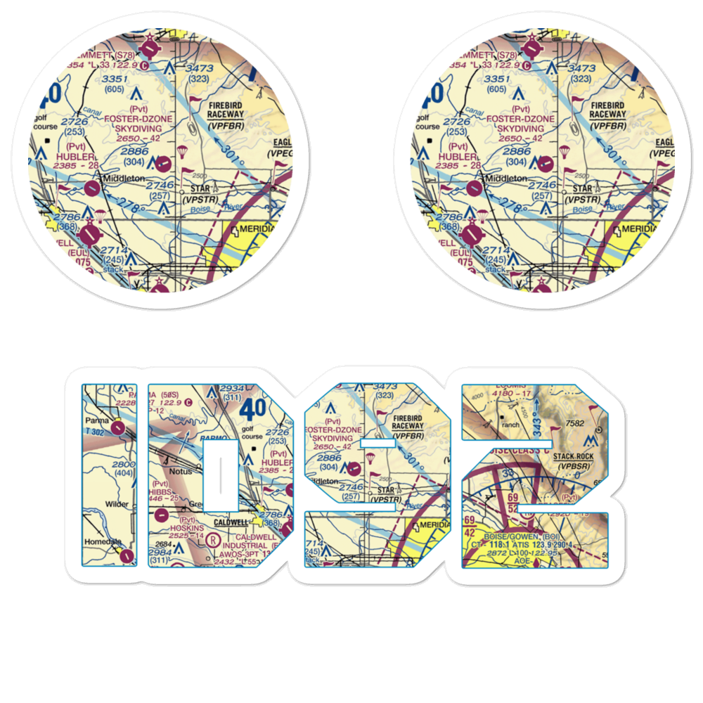Foster Field - Dzone Skydiving Airport (ID92) VFR Sectional Sticker Pack 