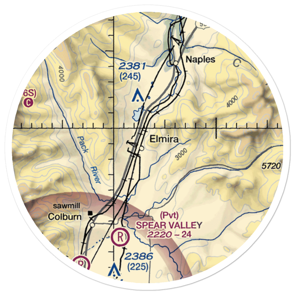 Bottle Bay Seaplane Base (ID54) VFR Sectional Sticker (20 mile) 