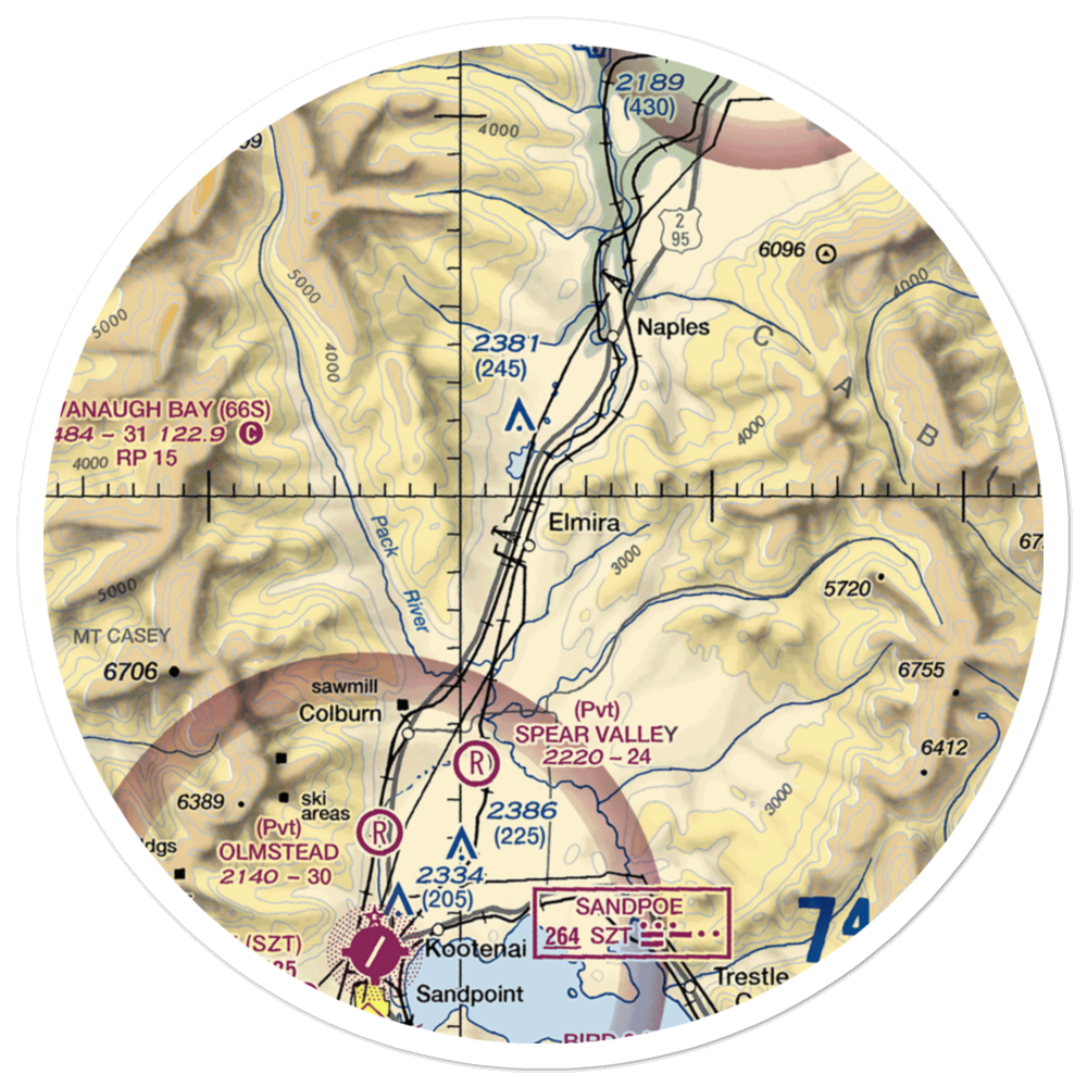 Bottle Bay Seaplane Base (ID54) VFR Sectional Sticker (30 mile) 