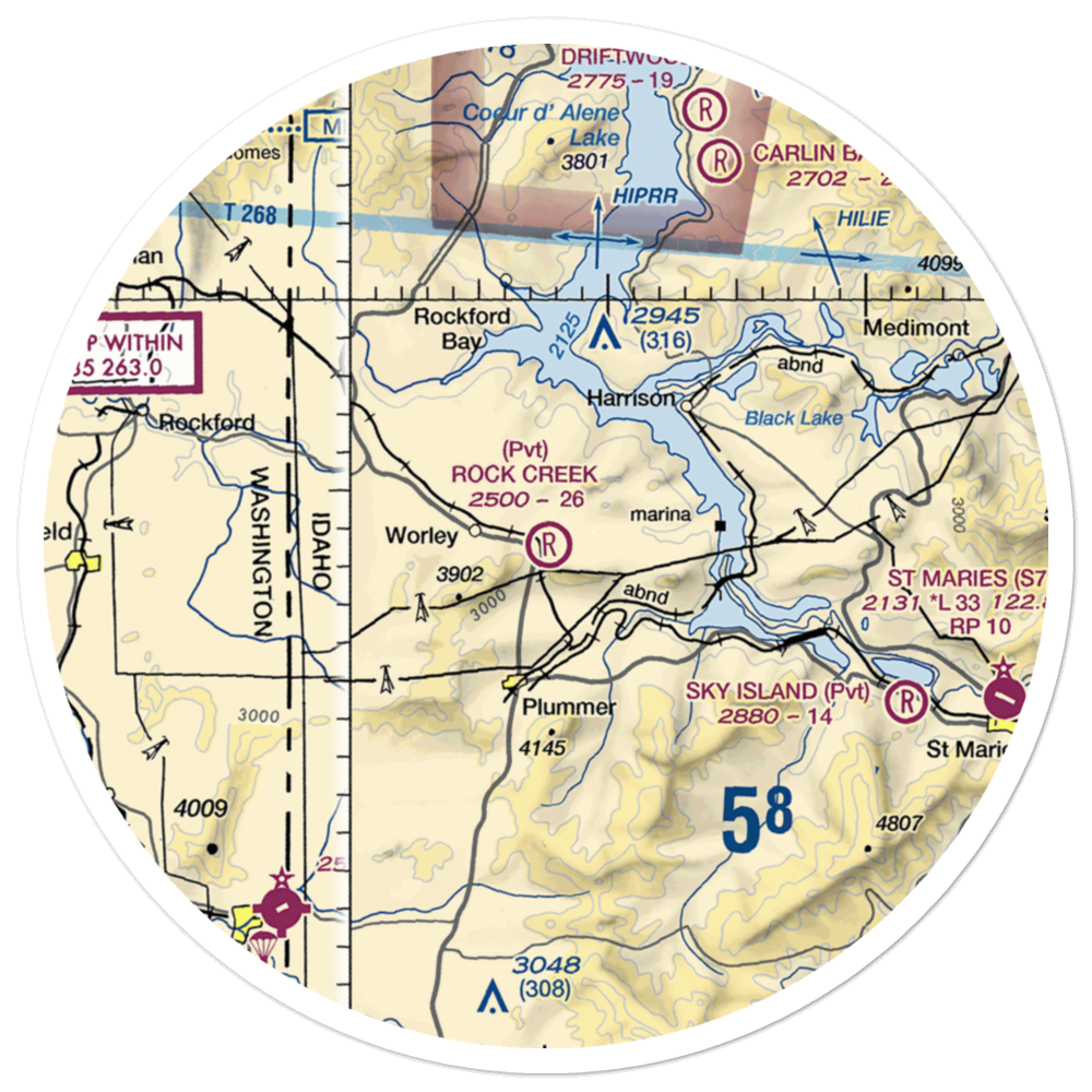 Rock Creek Farm Airport (ID23) VFR Sectional Sticker (30 mile) 