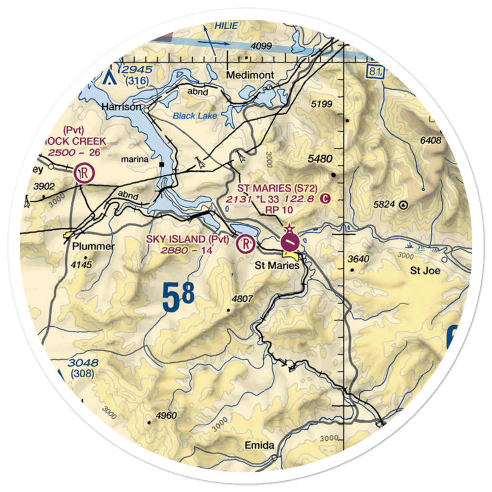 Sky Island Ranch Airport (ID13) VFR Sectional Sticker (30 mile) 