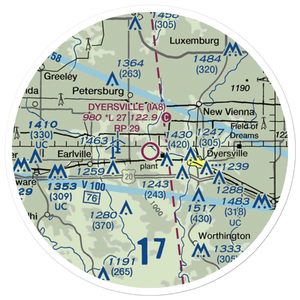 Dyersville Area Airport (IA80) VFR Sectional Sticker (20 mile)