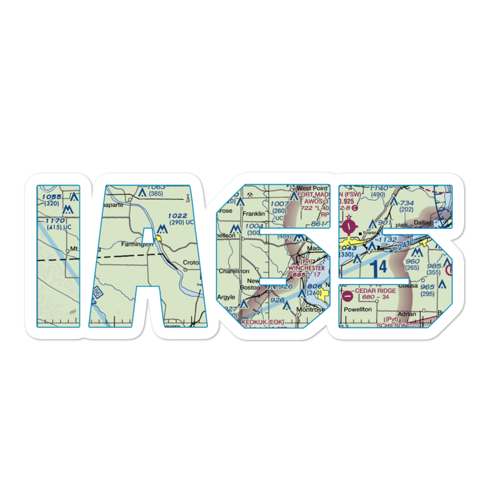 Donnellson Airport (IA65) VFR Sectional Sticker 