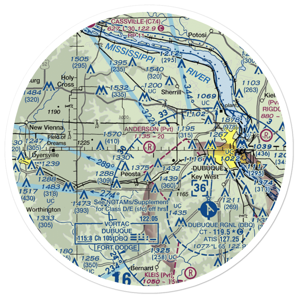 Anderson Airport (IA54) VFR Sectional Sticker (30 mile) 
