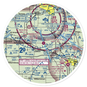 Green Castle Airport (IA24) VFR Sectional Sticker (30 mile)