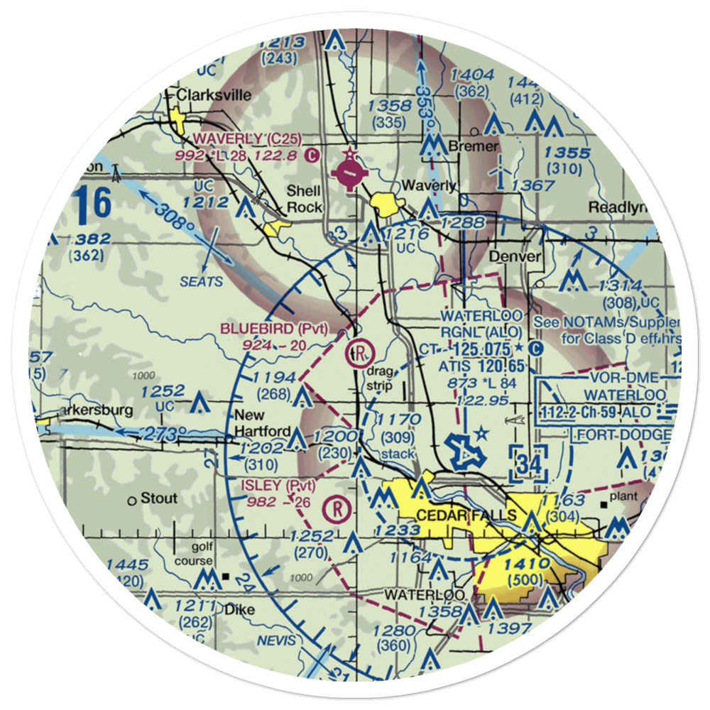 Bluebird Airport (IA17) VFR Sectional Sticker (30 mile) 