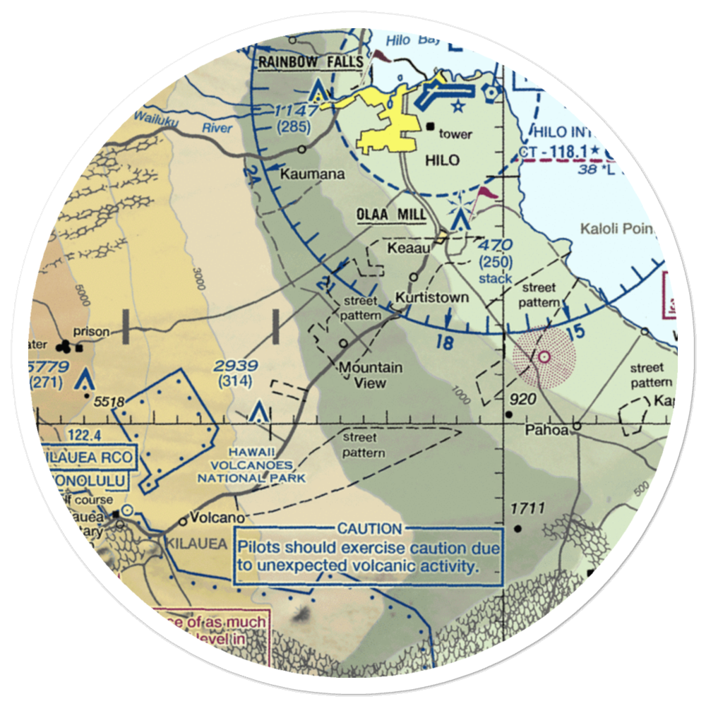 Mountain View Airstrip (HI23) VFR Sectional Sticker (30 mile) 