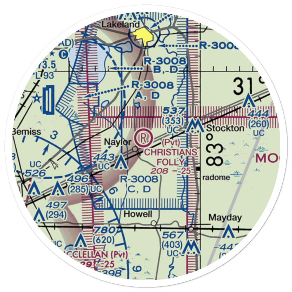 Christians Folly Airport (GE01) VFR Sectional Sticker (20 mile) 