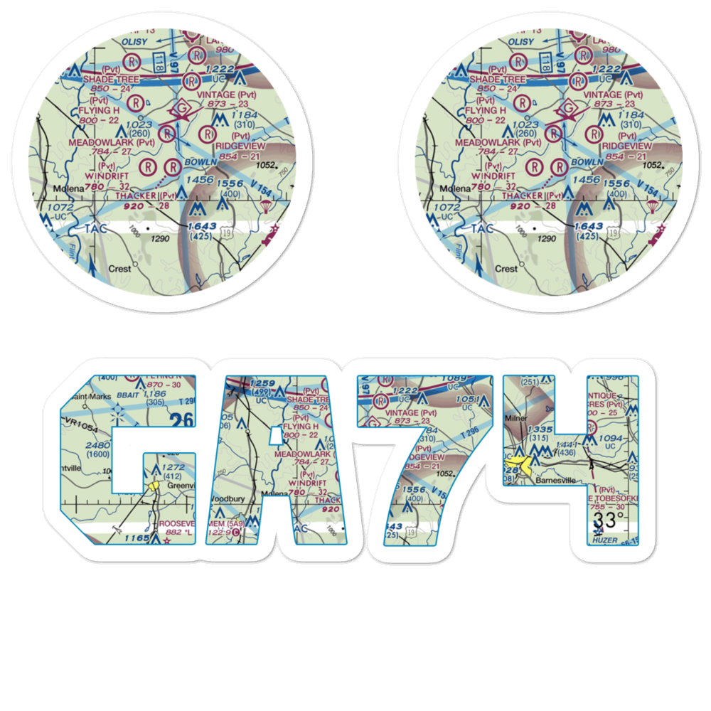 Takle Field (GA74) VFR Sectional Sticker Pack 