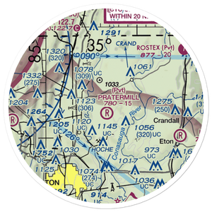 Pratermill Flight Park Airport (GA72) VFR Sectional Sticker (20 mile)