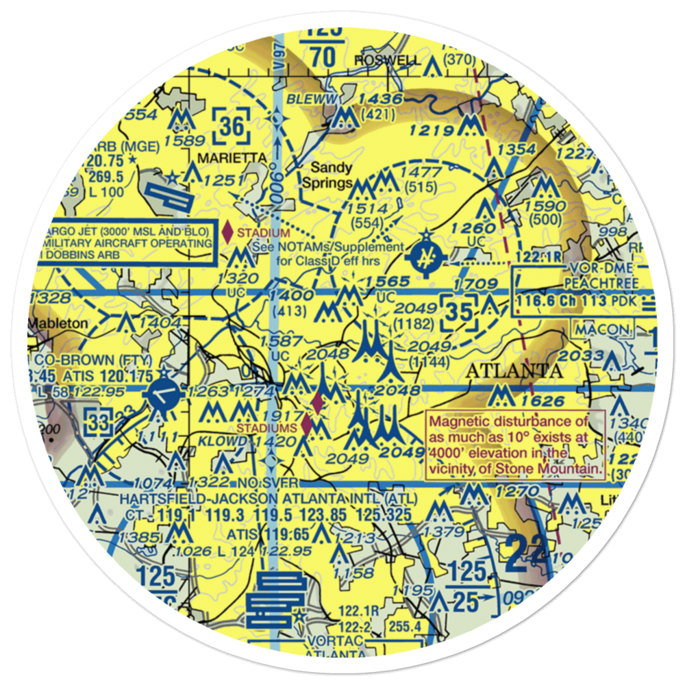 Rollins Airport (GA53) VFR Sectional Sticker (30 mile) 