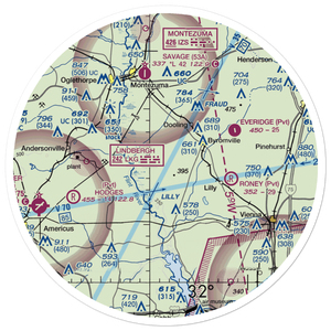 Flint River Nursery Airport (GA17) VFR Sectional Sticker (30 mile)