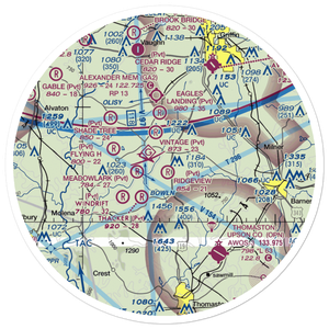 Ridgeview Farm Airport (GA10) VFR Sectional Sticker (30 mile)
