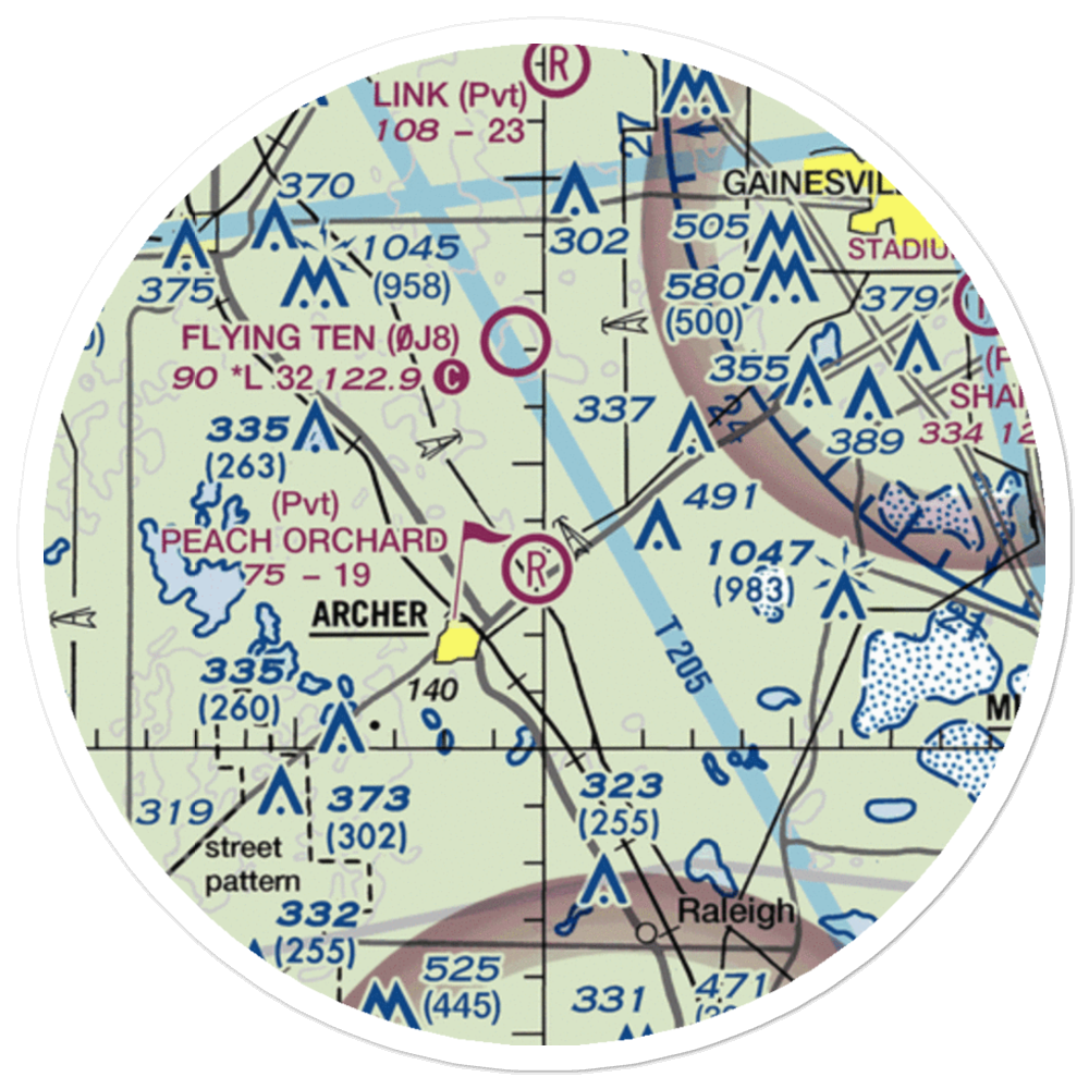 Peach Orchard Airport (FL66) VFR Sectional Sticker (20 mile) 