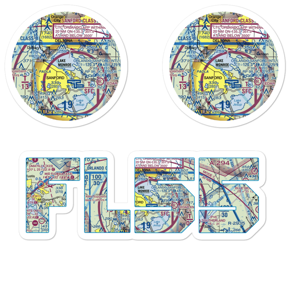 Sanford Seaplane Base (FL55) VFR Sectional Sticker Pack 