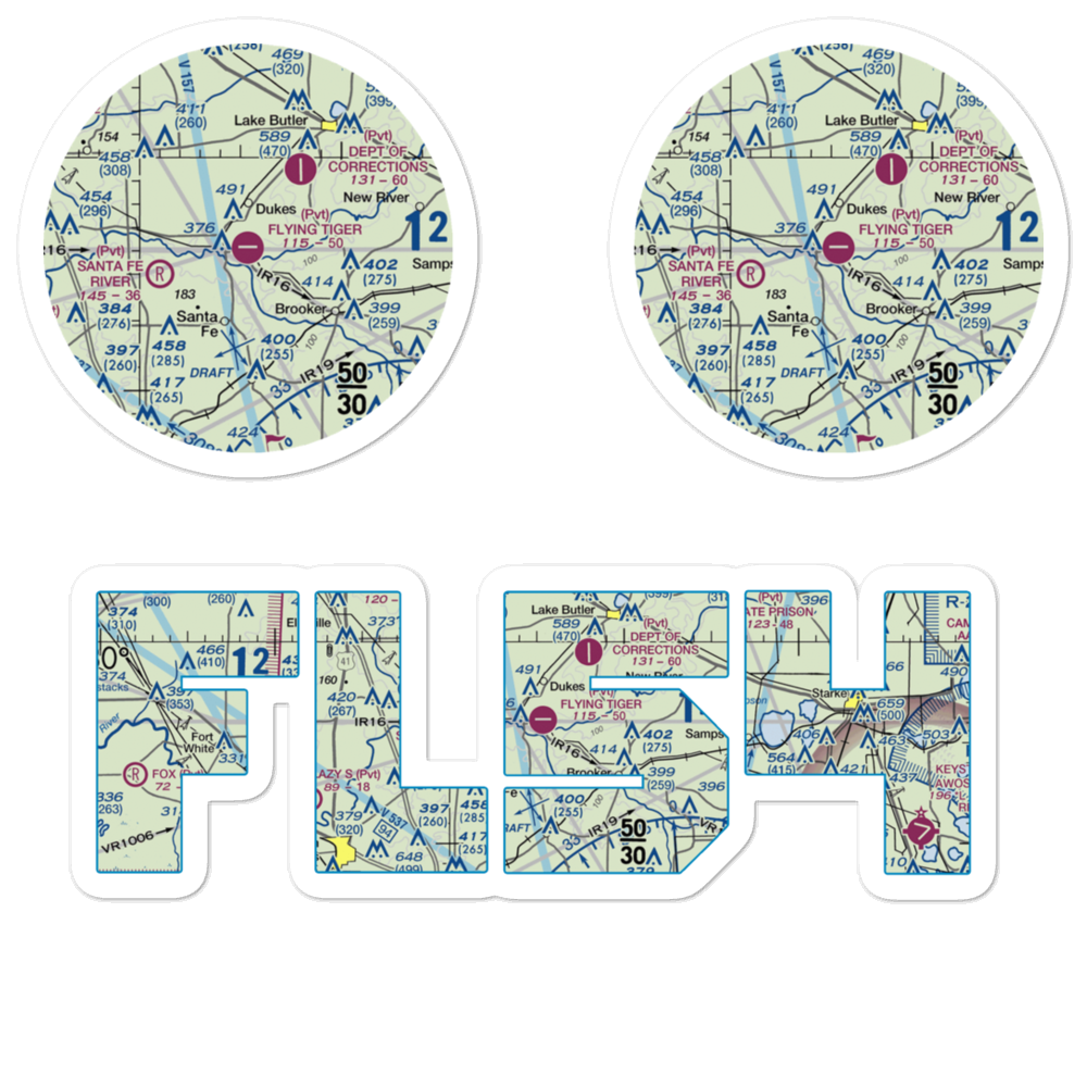 Flying Tiger Field (FL54) VFR Sectional Sticker Pack 