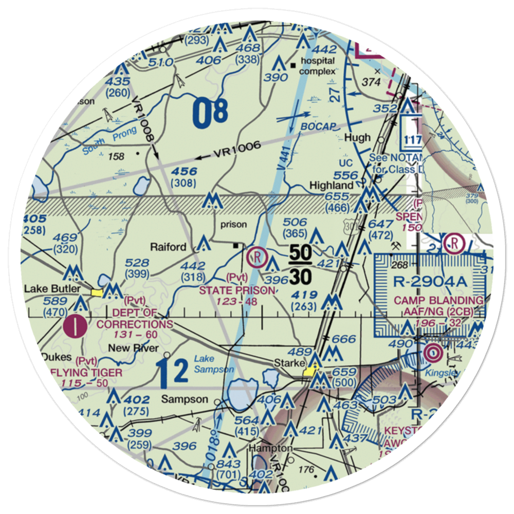 State Prison Field (FL28) VFR Sectional Sticker (30 mile) 