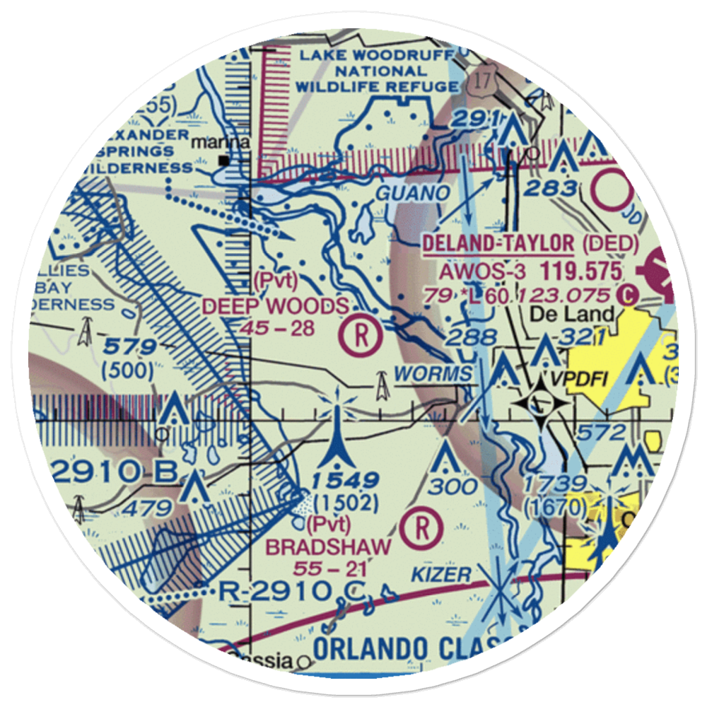 Deep Woods Ranch Airport (FD86) VFR Sectional Sticker (20 mile) 
