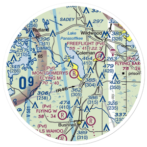 Montgomery's Flying M Ranch Airport (FD49) VFR Sectional Sticker (20 mile)